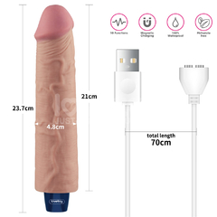 01322 | Pênis Realístico Recarregável com 10 Modos de Vibração - 23,7 x 4,8cm - 9,5" REAL SOFTEE Vibrating Dildo - LOVETOY