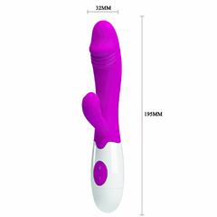 01332 | Vibrador com detalhe de glande em sua ponta, estimulador clitoriano em formato de botão de flor, dois motores que com 30 vibrações - PRETTY LOVE - E-VARIEDADES