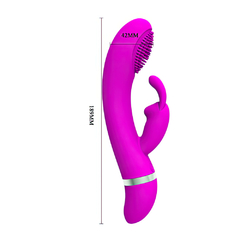 01379 | Vibrador com estimulador coelho, com 3 intensidades de pulsação em sua ponta e 7 modos de vibração - PRETTY LOVE - E-VARIEDADES