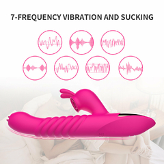 01413 | Vibrador com 7 modos de vibração, estimulador clitoriano detalhes de orelhas com 7 modos de pulsação com serdas massageadoras, 7 intensidades de movimentos vai e vem com texturização no corpo do vibrador, 7 modos de intensidade na glande com movimentos d - comprar online