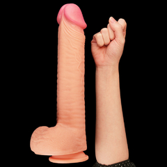 Imagem do 01244 | Pênis Dupla Densidade com Escroto 30,5x5,3 cm Dual Layered Platinum Silicone Cock Bege - LOVETOY