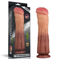 Imagem do 01251 | Pênis Dupla Densidade 30cm X 7,5cm Dual Layered Platinum Silicone Cock Bege e Marrom - LOVETOY