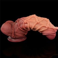 01254 | Pênis Dupla Densidade com corda 27x7,7 cm - Dual Layered Platinum Silicone Cock with Rope - LOVETOY