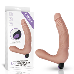 02074 | Pênis Duplo Strapless com Vibração - Rechargeable IJOY Strapless Strap on - LOVETOY