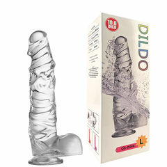 10824 | Pênis Realístico com Ventosa, Possui Glande Pequena e Escroto – GLASSY DILDO – DI-057