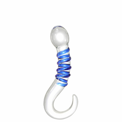 11114 | Plug Anal em Vidro com Ponta Saliente, Espiral Azul em Alto Relevo e Alça – 3R IMPORT – PV-018