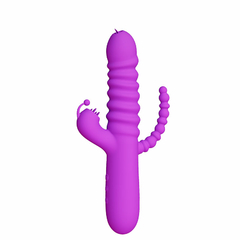 11392 | Vibrador Recarregável Vai e Vem com Estimulador Clitoriano e Penetrador Anal Escalonado – LUXURIOUS DREMIUM THRUSTER – VR-073 - E-VARIEDADES