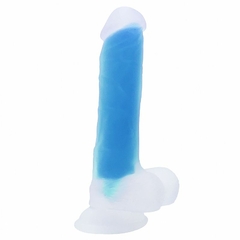 21723 | Prótese com Ventosa Florescente Azul - Dildo Gode Dark 25 cm - NV TOYS