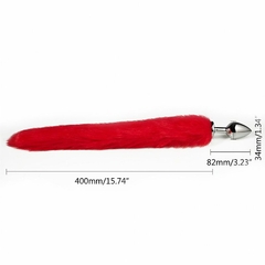 21818 | Plug Anal Rabo de Raposa - Vermelho 40 cm Tamanho M - SI - E-VARIEDADES