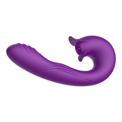 02235 | Estimulador Clitoriano Recarregável com Penetrador de Ponto G com 7 Movimentos de Língua, Vibrações e Pulsações - Vibrator - Roxo