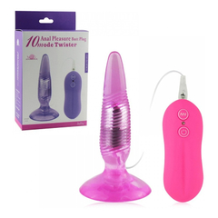 03419 | Plug Anal com 10 Níveis de Vibração e Ventosa - Anal Pleasure Butt Plug 10 Mode Twister - Rosa