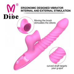 03085 | Estimulador de Ponto G e Clitóris Recarregável em Silicone Com 7 Modos de Vibrações, Vai e Vem e Função Aquecimento -Dibe Sex Massager - loja online