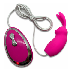 01787 | Cápsula Vibratória com Formato de Coelho Feito em Silicone Soft Touch, 20 Modos de Vibração e Controle com Fio - Pink