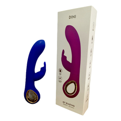 00868 | Vibrador Ponto G Com Alça em Metal Dourado, Possui 10 Modos de Vibrações e Aquecimento - Dini - Azul