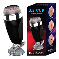 00772 | Masturbador Masculino Lanterna em Cyberskin com Ventosa Formato de Vagina - X5 CUP