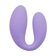 00433 | Vibrador para Casal Recarregável em Silicone com 10 Modos de Vibrações, Modo Turbo e Controle Remoto sem Fio - Aphrodisia U Smile - Roxo na internet