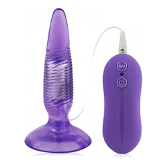 03418 | Plug Anal com 10 Níveis de Vibração e Ventosa - Anal Pleasure Butt Plug 10 Mode Twister - Roxo - comprar online