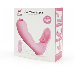 01638 | Vibrador Estimulador de Ponto G e Clitoris Recarregável, Feito em Silicone com 7 Modos de Vibrações e Modo de Auto Aquecimento - Dibe Sex Massager - Rosa