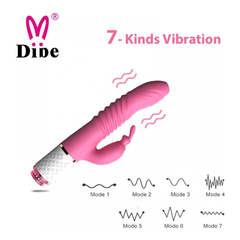 04804 | Vibrador com 7 Modos de Vibrações e Vai e Vem, Estimulador Clitoriano com Detalhe de 3 Peças de Troca e Aquecimento - Dibe Sex Massager - Rosa na internet
