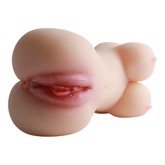 04261 | Boneca Masturbadora com Formato de Meio Corpo Feminino com Vagina e Ânus Penetráveis em CyberSkin - E-VARIEDADES