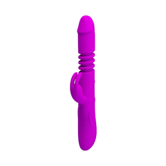 01964 | Vibrador Recarregável com Estimulador Clintoniano em Forma de Coelho, 4 Funções de Rotação, 12 Funções de Vibração e Movimento de Vai e Vem - Pretty Love Ward