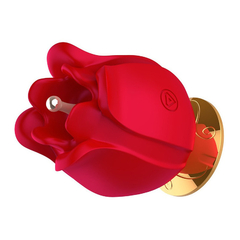 04589 | Estimulador de Clitóris Formato de Rosa com 3 Pontas Diferentes e 10 Modos de Vibração - Vermelho - E-VARIEDADES