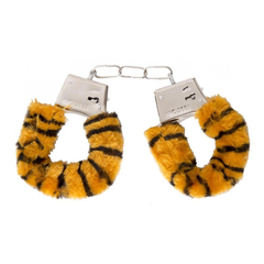 00260 | Algemas Reguláveis em Pelúcia com Chave e Trava de Segurança - Hand Cuffs - 26,8 x 5,1 cm - Tigre