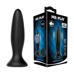 00384 | Massageador Plug Anal com Vibro Recarregável em Silicone com 12 Modos de Vibrações - Pretty Love Mr Play - 10,3 x 3,2 cm