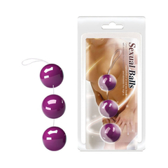04892 | Colar Tailandes com 3 Esferas e Cordão em Silicone para Exercícios de Pompoarismo - Sexual Balls - Roxo