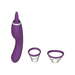 03267 | Vibrador Recarregável com Penetrador e Bomba Vaginal e Língua Estimuladora - E-VARIEDADES