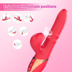 04806 | Vibrador com 3 modos de Vibrações, 3 Movimentos Vai e Vem e Estimulador Clitoriano 3 Modos de Sucção - Dibe Super Sliding - Vermelho