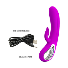 04403 | Vibrador com Estimulador Clitoriano Recarregável com Sucção, Alça Metalizada e 12 Modos de Vibração - Pretty Love Nicola - Roxo - loja online