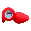 00213 | Plug Anal em Silicone no Formato Joia - Tamanho M - Seamless Butt Plug - Vermelho com Transparente