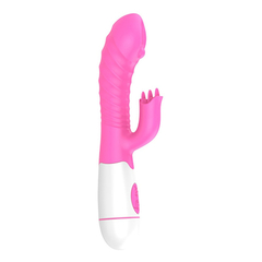 02257 | Vibrador de Ponto G com Estimulador de Clitóris e Texturas Massageadoras - Bass Vibration Vibrators - Rosa