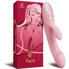 Imagem do 03626 | Vibrador com Estimulador de Clitóris Feito em Silicone Cirúrgico de Toque Aveludado Aquecimento - Kistoy Katy - Rosa