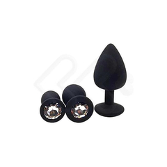 00149 | Kit Anal em Silicone com Tamanhos Diferentes e Joia em Sua Base - Seamless Butt Plug Starting Kit - Preto na internet