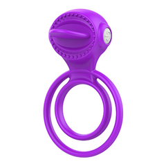 00413 | Anel Peniano Duplo com Estimulador Clitoriano em Forma de Língua e Cápsula com Vibração Única - Vibe Ring - Roxo - comprar online