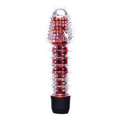 02411 | Vibrador Translúcido com Capa Texturizada - Vermelho