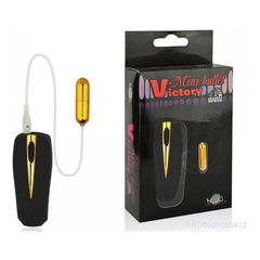 00412 | Mini Bullet com Vibração Multivelocidade e Controle Remoto com Fio - Aphrodisia Bullet Victory - Dourada