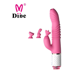 04804 | Vibrador com 7 Modos de Vibrações e Vai e Vem, Estimulador Clitoriano com Detalhe de 3 Peças de Troca e Aquecimento - Dibe Sex Massager - Rosa - comprar online