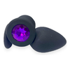 05096 | Plug Anal em Silicone no Formato Joia - Tamanho M - Seamless Butt Plug - Preto com Roxo