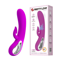 04403 | Vibrador com Estimulador Clitoriano Recarregável com Sucção, Alça Metalizada e 12 Modos de Vibração - Pretty Love Nicola - Roxo