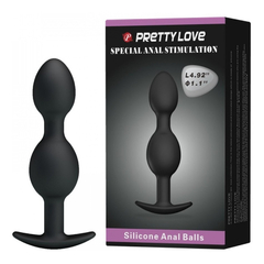 01828 | Plug Anal em Silicone Soft Touch com 2 Esferas para Pompoar em Tamanhos Gradativos - Pretty Love Special Anal Stimulation