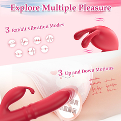 04805 | Vibrador com 3 modos de Vibrações, 3 modos de Movimentos Vai e Vem e Estimulador Clitoriano com Orelhas Estimuladoras - Dibe Super Sliding - Vermelho na internet