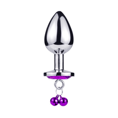 03456 | Plug anal em formato cônico com Pedraria de Cristal Roxo com Guizo