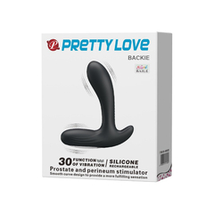 01990 | Estimulador de Próstata e Períneo em Silicone Soft Touch com 30 Modos de Vibração - Pretty Love Backie - Preto - E-VARIEDADES