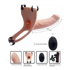 00463 | Cinta Peniana Oca Recarregável com Controle Wireless 5 Modos de Vibração - Hollow Strap-On Silicone Curved Dong