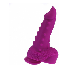 04186 | Consolo Dildo Flexível com Nódulos Massageadores e Ventosa - Roxo - comprar online