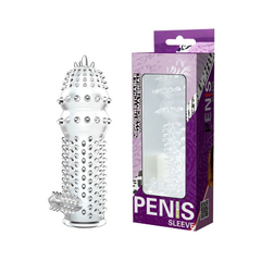 02343 | Capa Peniana Transparente com Cerdas Massageadoras e Estimulador de Clitóris - Penis Sleeve Magic Material