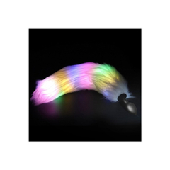 03459 | Plug Anal de Luxo com calda, feito em silicone com luz de LED - Branco